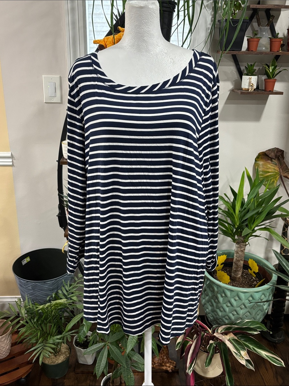 Cupio Navy and White Striped Long Sleeve Tunic size 2X - Picture 1 of 4